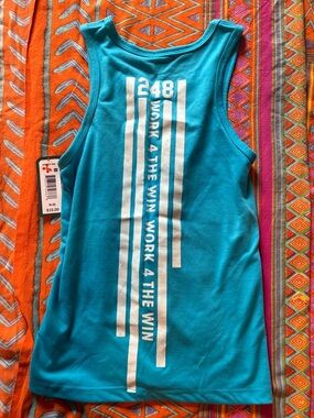 MTA Sport Teal Blue Tank Top with White Graphic